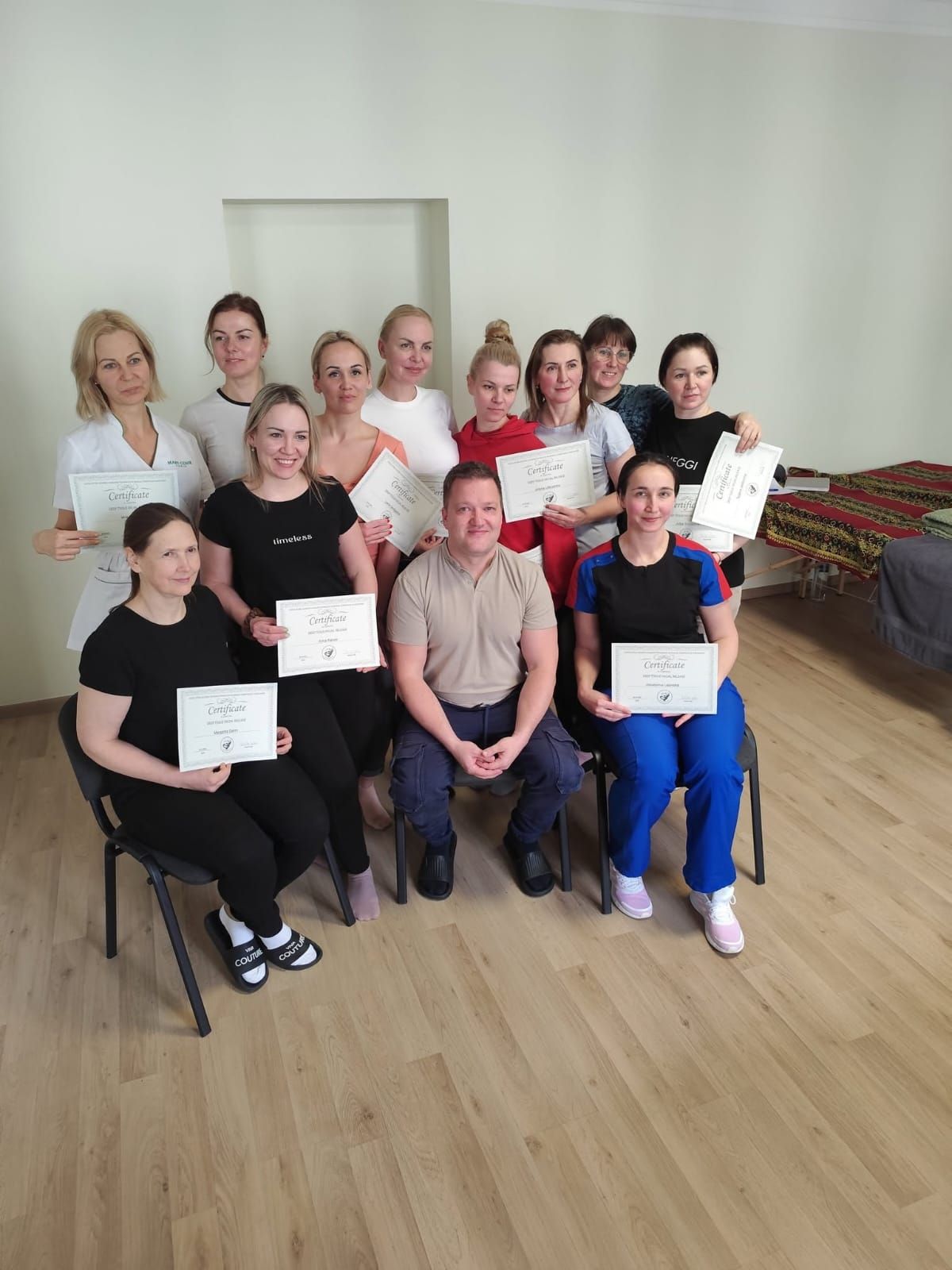 Группа выпускников с сертификатами Deep Tissue Facial Release